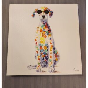 Pierre Dalmatian Dog Canvas Wall Art Colorful Polka Dot Sunglasses